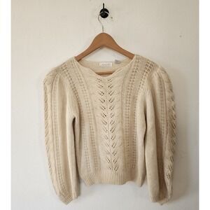 VTG Linden O Sweater Silk Angora Blend Mock Neck Crop Size Medium Ivory